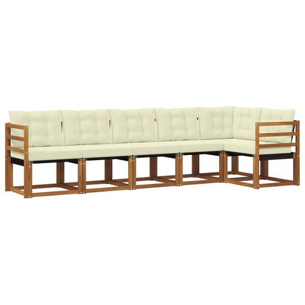 vidaXL Set di divani da esterno con cuscino 6 pcs Naturale e Crema