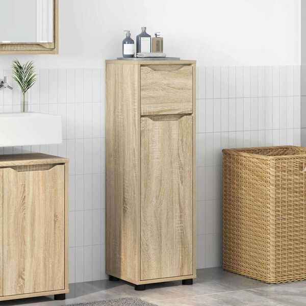 vidaXL Mobile da Bagno con cassetto Rovere Sonoma 30,5 x 30 x 101 cm