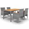 vidaXL Set da Pranzo per Giardino 5 pz in Polyrattan Grigio