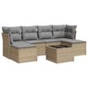 vidaXL Set Divani da Giardino 7 pz con Cuscini Beige in Polyrattan