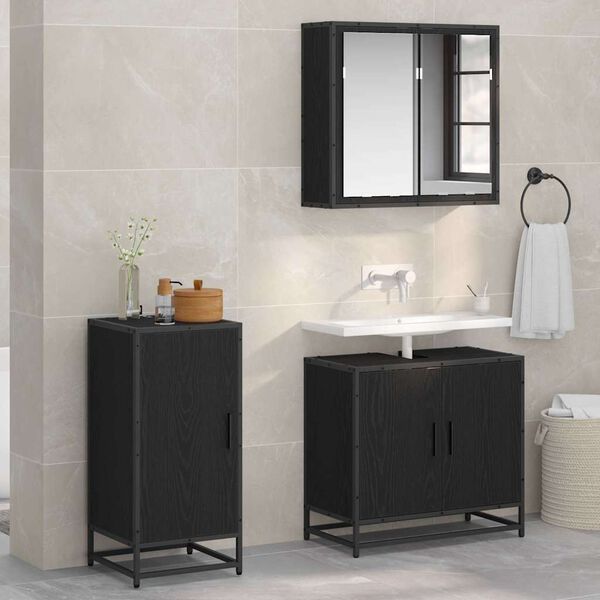 vidaXL Credenza Rovere nero 35 x 35.5 x 76 cm Legno multistrato