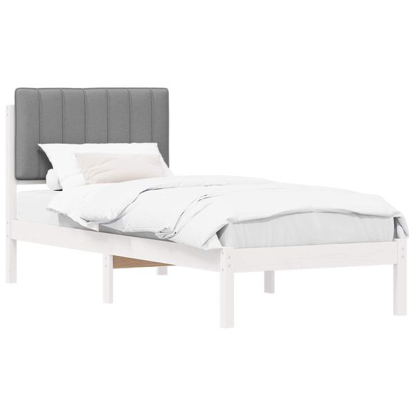 vidaXL Letto con Testiera Rivestita Grigio chiaro 75 x 190 cm