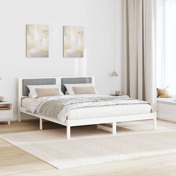 vidaXL Letto con Testiera Rivestita Grigio chiaro 150 x 200 cm