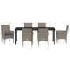vidaXL Set da Pranzo per Giardino con cuscino 7 pcs Grigio polyrattan
