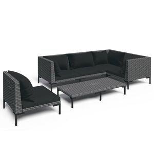 vidaXL Divani da Giardino 6 pz con Cuscini in Polyrattan Grigio Scuro