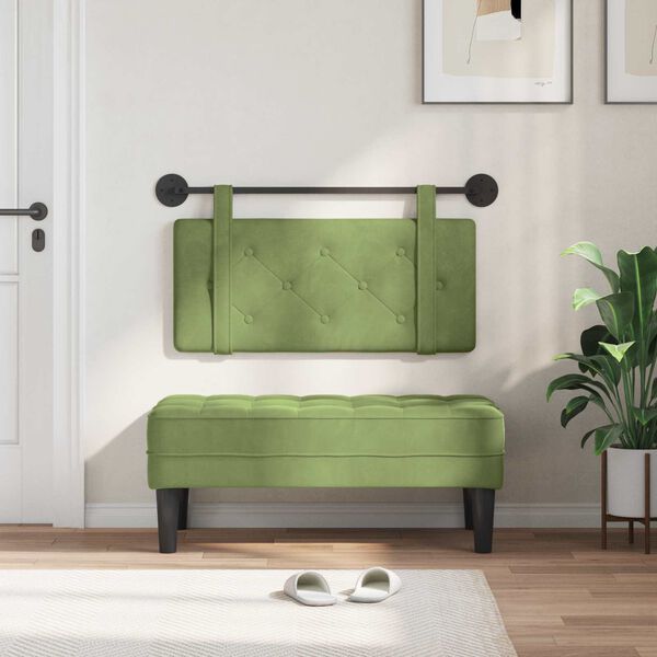 vidaXL Testata appesa Verde chiaro 90 x 55 x 5 cm Velluto