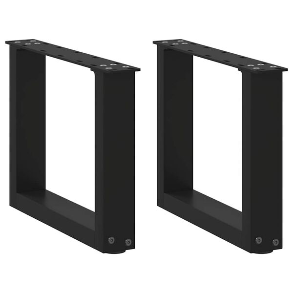 vidaXL Gambe per Tavolino da Caff&egrave; a Forma di U 2 pz Nere 40x(30-31) cm Acciaio