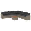 vidaXL Set Divano da Giardino 10 pz con Cuscini Grigio in Polyrattan