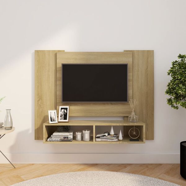 vidaXL Mobile TV a Muro Rovere Sonoma 120x23,5x90 cm Legno Multistrato
