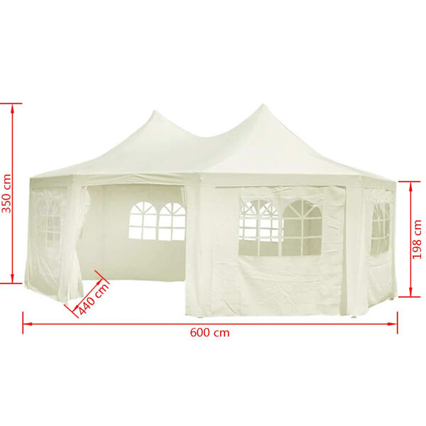 vidaXL Tendone da Festa Ottagonale Crema 6 x 4,4 x 3,5 m