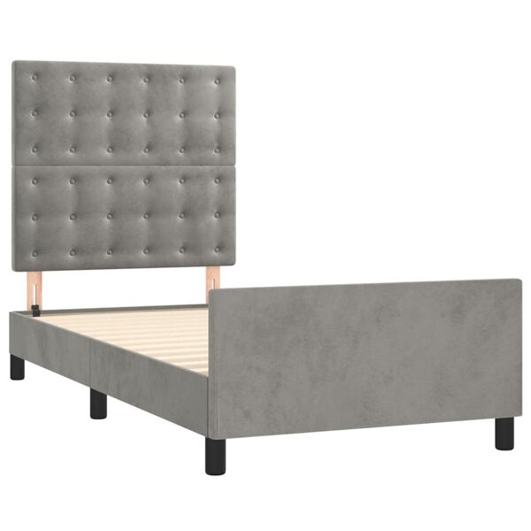 vidaXL Giroletto senza Materasso Grigio Chiaro 90x200 cm Velluto