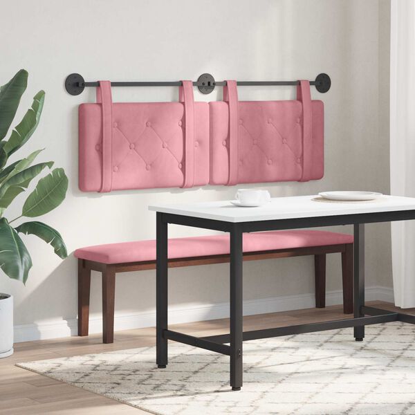 vidaXL Testata appesa Montaggio a parete Rosa 130 x 55 x 5 cm Velluto