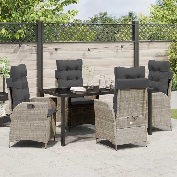 vidaXL Set da Pranzo per Giardino 5 pcs Grigio chiaro polyrattan