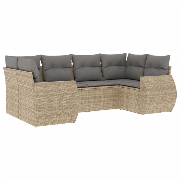 vidaXL Set Divano da Giardino 6 pz con Cuscini Beige in Polyrattan