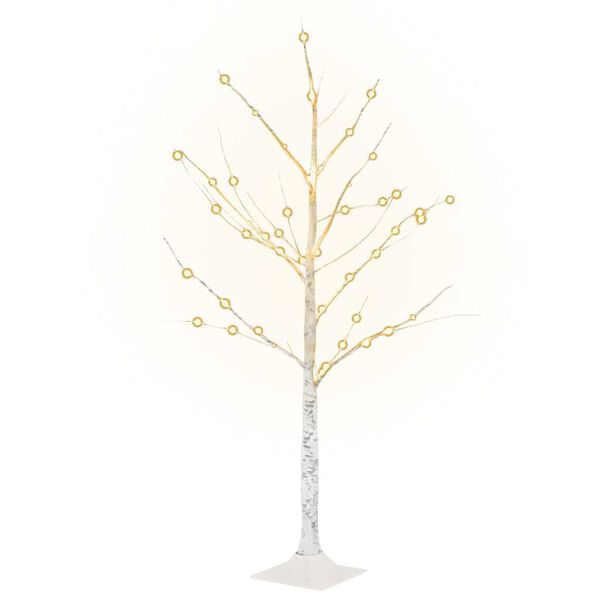 vidaXL Betulla con LED Bianco Caldo 48 LED 120 cm