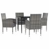 vidaXL Set da Pranzo da Giardino 5 pz Nero Grigio Polyrattan e Acciaio