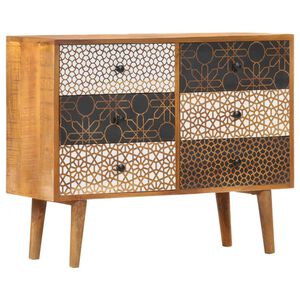 vidaXL Credenza con Motivo Stampato 90x30x70 cm in Massello di Mango