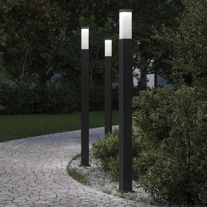 vidaXL Lampioni a palo 3 pz 110 cm Nero IP44