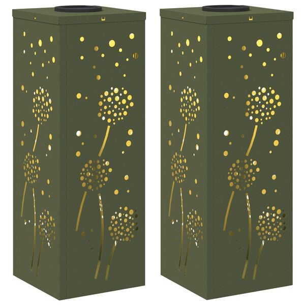 vidaXL Faro LED solare per sentieri 2 pcs Verde oliva