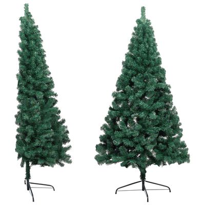 vidaXL Albero Natale Metà Preilluminato con Supporto Verde 240 cm PVC