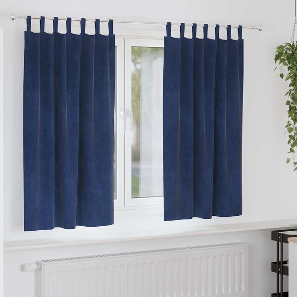 vidaXL Tende oscuranti 2 pcs Blu Scuro 140 x 175 cm Velluto