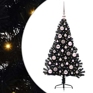 vidaXL Albero di Natale artificiale con luci integrate Nero 120 cm PVC