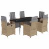 vidaXL Set da Pranzo da Giardino 7 pz con Cuscini Beige in Polyrattan