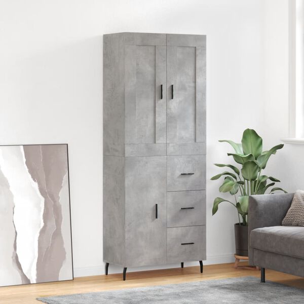 vidaXL Credenza Grigio Cemento 69,5x34x180 cm in Legno Multistrato