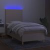vidaXL Letto a Molle con Materasso e LED Crema 80x200 cm in Tessuto