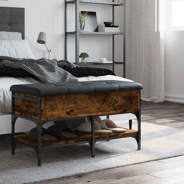 vidaXL Panca Porta Scarpe Rovere Fumo 82x42x45 cm in Legno Multistrato
