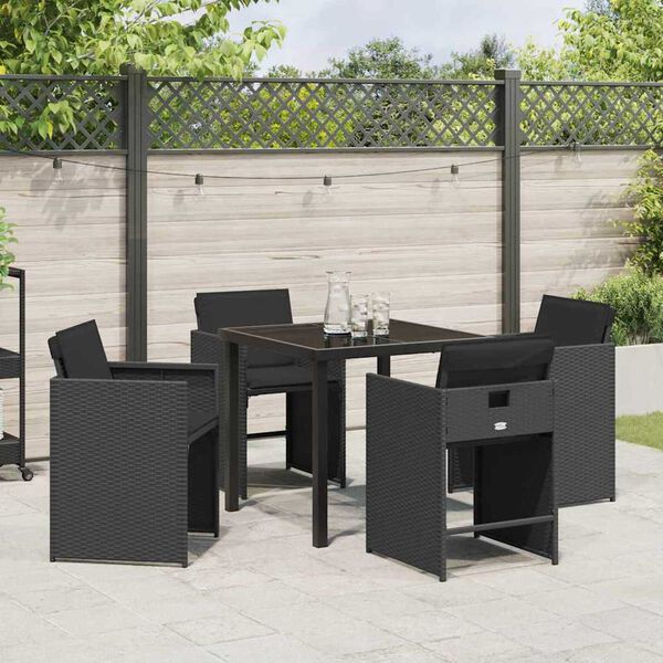 vidaXL Set da Pranzo per Giardino 5 pcs Nero polyrattan