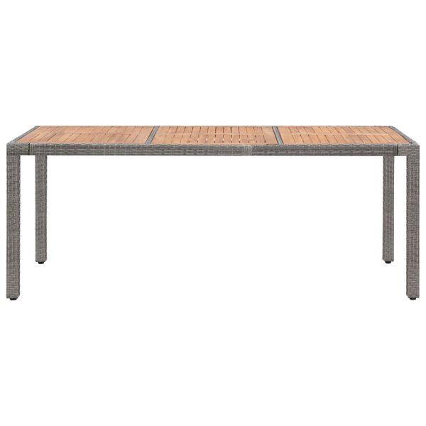 vidaXL Tavolo Giardino Grigio 190x90x75cm Polyrattan Massello d'Acacia