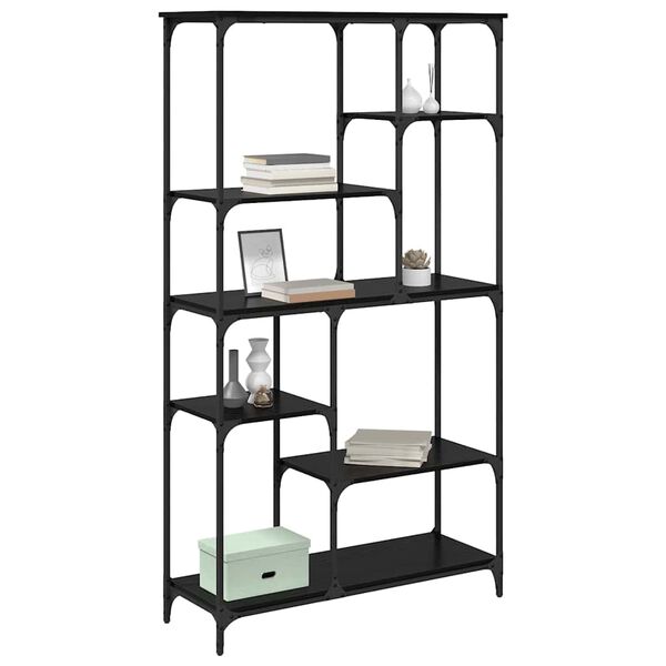vidaXL Libreria Rovere Nero 99 x 35,5 x 176 cm Legno multistrato