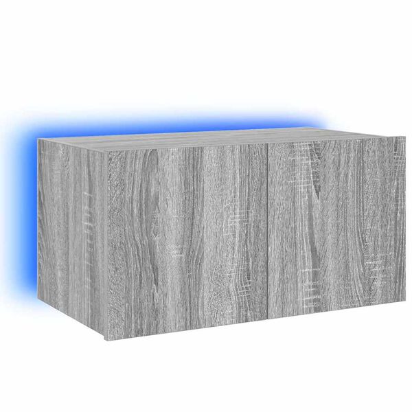 vidaXL Mobile TV a Parete con Luci LED Grigio Sonoma 60x35x31 cm