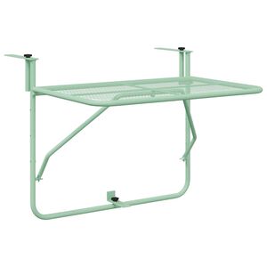 vidaXL Tavolo Appeso da Balcone Verde menta 60 x 39 x 65 cm Acciaio