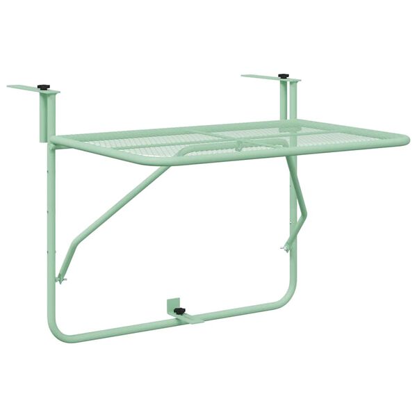 vidaXL Tavolo Appeso da Balcone Verde menta 60 x 39 x 65 cm Acciaio