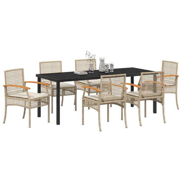 vidaXL Set da Pranzo per Giardino 7 pcs Beige polyrattan