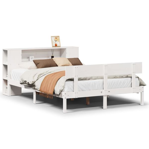 vidaXL Letto Libreria senza Materasso Bianco 120x200 cm Legno di Pino