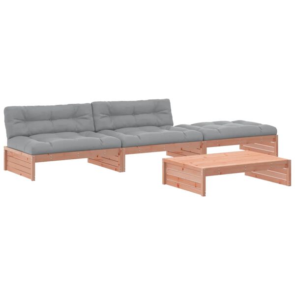 vidaXL Set Divani Giardino 4 pz con Cuscini Legno Massello di Douglas