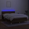 vidaXL Letto a Molle Materasso e LED Marrone Scuro 140x200 cm Tessuto