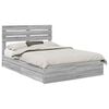 vidaXL Letto con Contenitore con testiera Grigio Sonoma 160 x 200 cm