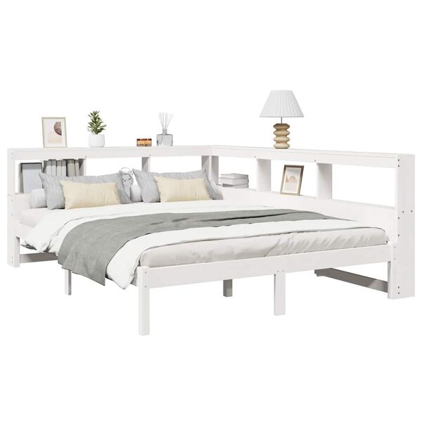 vidaXL Letto Libreria senza Materasso Bianco 140x200 cm Legno di Pino