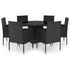 vidaXL Set Mobili da Pranzo per Giardino 7 pz in Polyrattan Nero