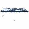 vidaXL Tenda da Sole Retrattile Manuale con LED 450x300cm Blu e Bianca