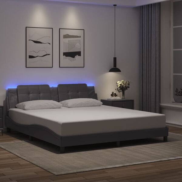 vidaXL Giroletto con LED senza Materasso Zadar Grigio 180x200 cm