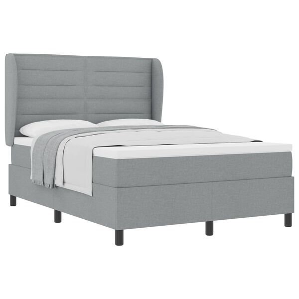vidaXL Letto a molle con materasso Grigio chiaro 140 x 190 cm Tessuto