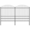 vidaXL Recinzione da Giardino con Punta a Lancia in Acciaio 359x200 cm Nero