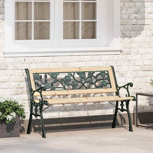 vidaXL Panchina da giardino con cuscino Marrone 116 x 54 x 73 cm legno