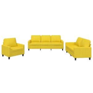 vidaXL Set di Divani 3 pz con Cuscini Giallo Chiaro in Tessuto