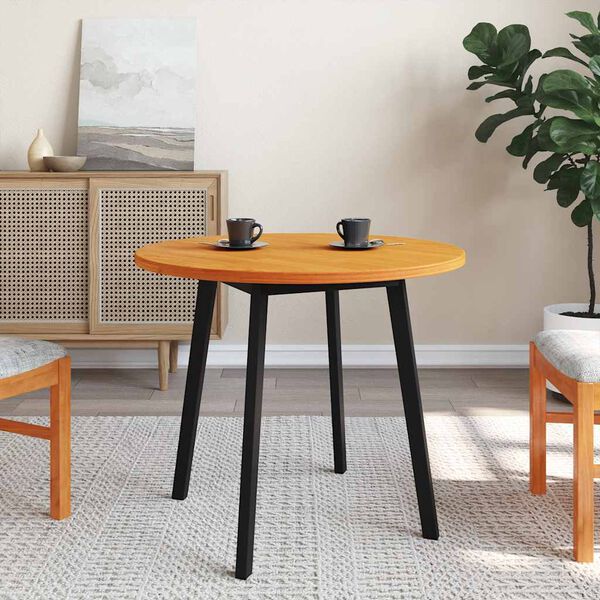 vidaXL Piano Tavolo Rotondo Marrone Cera Ø80x2,5cm Legno Massello Pino